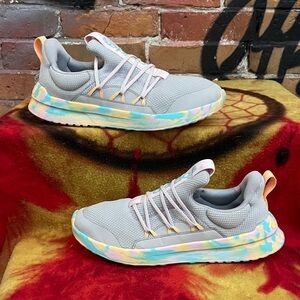 ADIDAS-Grey Flash Aqua Camo LITE RACER ADAPT 5.0 J lace up running sneaker shoes